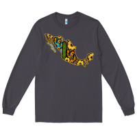 Smoke Guerrero Mexico Serape Cactus Sunflower Map Long Sleeve Tee - RanaPortraitStore