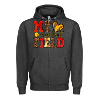 Charcoal Heather my heart is on that field softball Zipper Hoodie - AdoDesignShop
