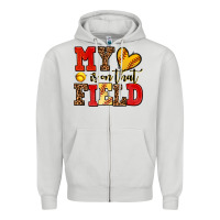 Dove Grey my heart is on that field softball Zipper Hoodie - AdoDesignShop