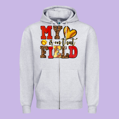 My Heart Is On That Field Softball Zipper Hoodie Designed By Adodesignshop