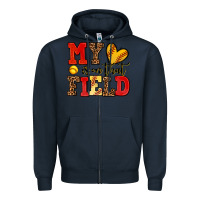 Navy my heart is on that field softball Zipper Hoodie - AdoDesignShop