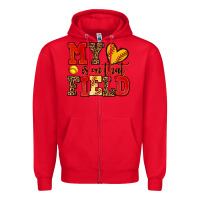 Red my heart is on that field softball Zipper Hoodie - AdoDesignShop