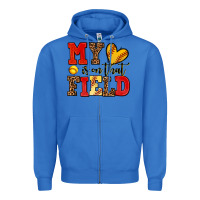 True Royal my heart is on that field softball Zipper Hoodie - AdoDesignShop