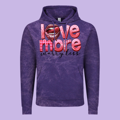 Love More Worry Less Vintage Hoodie Designed By Fadigitalartstudio