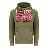 Vintage Olive love more worry less Vintage Hoodie - FaDigitalArtStudio