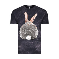Cloud Black Easter bunny back view Vintage Tee - OliviaCreatesArt