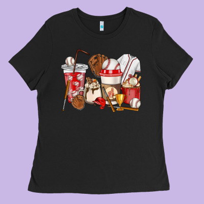 Baseball Coffee Cups Ladies Tee Designed By Howdyjamesfarm