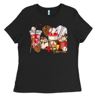 Black Baseball coffee cups Ladies Tee - HowdyJamesFarm