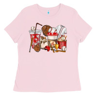 Bubblegum Pink Baseball coffee cups Ladies Tee - HowdyJamesFarm