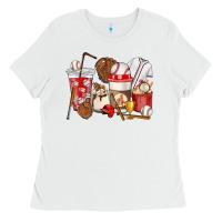 White Baseball coffee cups Ladies Tee - HowdyJamesFarm