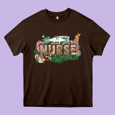 Easter Egg Nurse Bunny Easter Day Heavy Core Tee Designed By Howdyjamesfarm