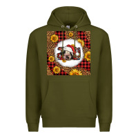 Army Green joy christmas cow Premium Hoodie - LillyAllenDesigns