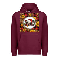 Burgundy joy christmas cow Premium Hoodie - LillyAllenDesigns