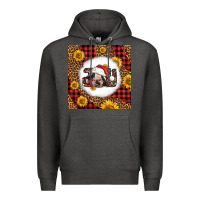 Charcoal Heather joy christmas cow Premium Hoodie - LillyAllenDesigns
