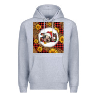 Heather Grey joy christmas cow Premium Hoodie - LillyAllenDesigns