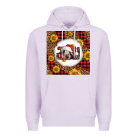 Lilac joy christmas cow Premium Hoodie - LillyAllenDesigns