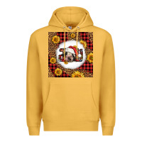Mustard joy christmas cow Premium Hoodie - LillyAllenDesigns
