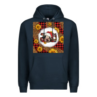 Navy joy christmas cow Premium Hoodie - LillyAllenDesigns