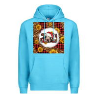 Ocean Blue joy christmas cow Premium Hoodie - LillyAllenDesigns