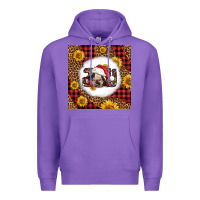 Purple joy christmas cow Premium Hoodie - LillyAllenDesigns