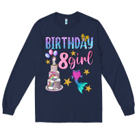 Navy birthday girl 8 Long Sleeve Tee - BundleAndBundleShop