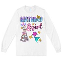 White birthday girl 8 Long Sleeve Tee - BundleAndBundleShop