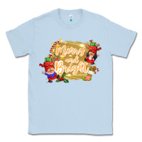 Dusty Blue merry and bright gnome Classic Tee - CowGirlArtShop