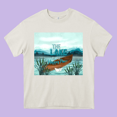 The Lake Is My Happy Place Heavy Core Tee Designed By Tumblerdesignbyshophia
