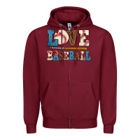 Burgundy love baseball Zipper Hoodie - AdoDesignShop