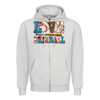 Dove Grey love baseball Zipper Hoodie - AdoDesignShop
