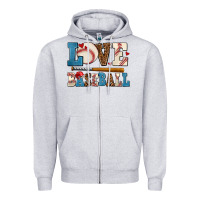 Heather Grey love baseball Zipper Hoodie - AdoDesignShop