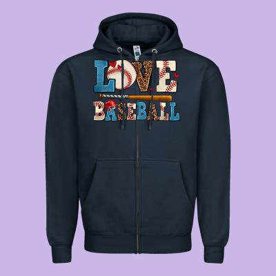 Love Baseball Zipper Hoodie Designed By Adodesignshop