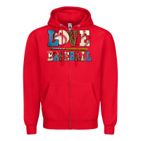 Red love baseball Zipper Hoodie - AdoDesignShop