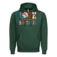Sports Green love baseball Zipper Hoodie - AdoDesignShop