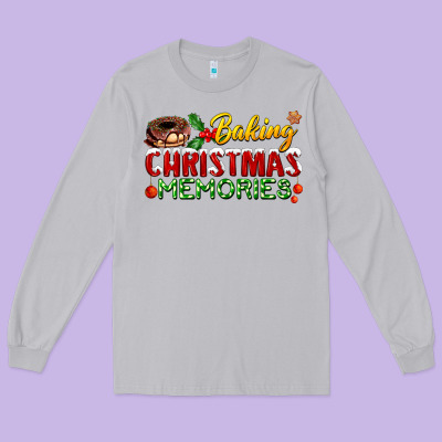 Baking Christmas Memories Long Sleeve Tee Designed By Fadigitalartstudio