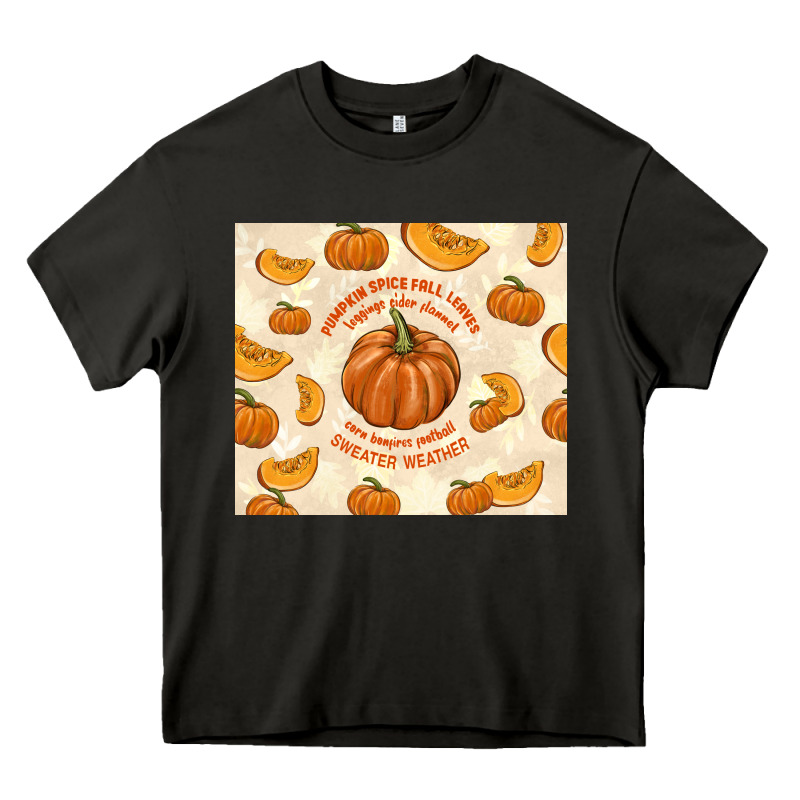 Pumpkin Spice Fall Leaves Heavy Core Tee by TumblerDesignByShophia | Teevron