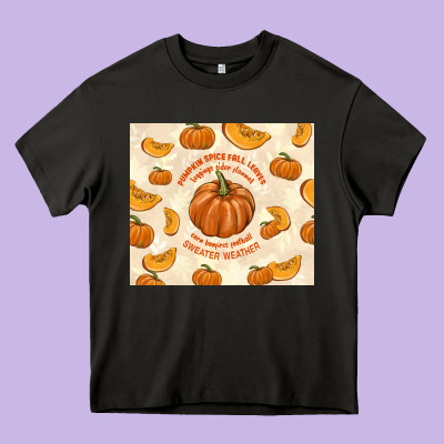 Pumpkin Spice Fall Leaves Heavy Core Tee Designed By Tumblerdesignbyshophia