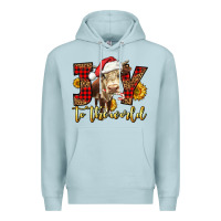 Blue Mist joy to the world christmas cow Premium Hoodie - LillyAllenDesigns
