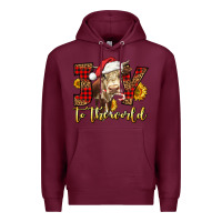 Burgundy joy to the world christmas cow Premium Hoodie - LillyAllenDesigns