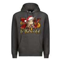 Charcoal Heather joy to the world christmas cow Premium Hoodie - LillyAllenDesigns