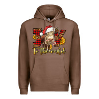 Chestnut joy to the world christmas cow Premium Hoodie - LillyAllenDesigns