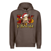 Coffee joy to the world christmas cow Premium Hoodie - LillyAllenDesigns