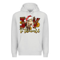 Dove Grey joy to the world christmas cow Premium Hoodie - LillyAllenDesigns