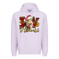 Lilac joy to the world christmas cow Premium Hoodie - LillyAllenDesigns