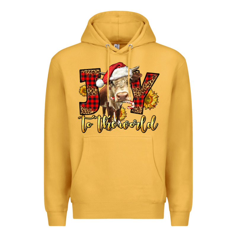 Joy To The World Christmas Cow Premium Hoodie by LillyAllenDesigns | Teevron