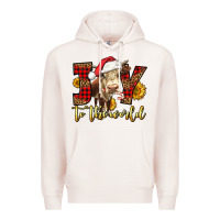 Pale Pink joy to the world christmas cow Premium Hoodie - LillyAllenDesigns