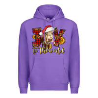 Purple joy to the world christmas cow Premium Hoodie - LillyAllenDesigns