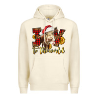 Sandshell joy to the world christmas cow Premium Hoodie - LillyAllenDesigns