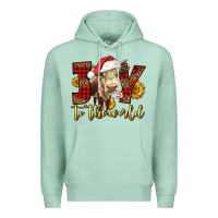 Seafoam joy to the world christmas cow Premium Hoodie - LillyAllenDesigns