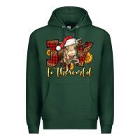 Sports Green joy to the world christmas cow Premium Hoodie - LillyAllenDesigns